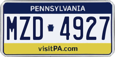 PA license plate MZD4927