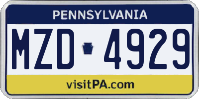 PA license plate MZD4929