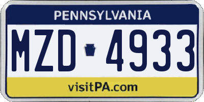 PA license plate MZD4933