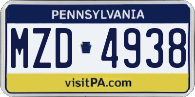 PA license plate MZD4938