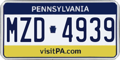 PA license plate MZD4939