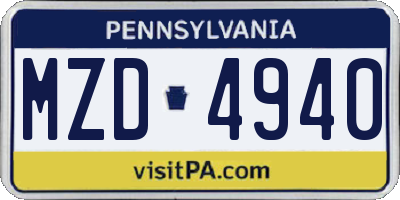PA license plate MZD4940