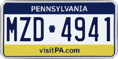 PA license plate MZD4941