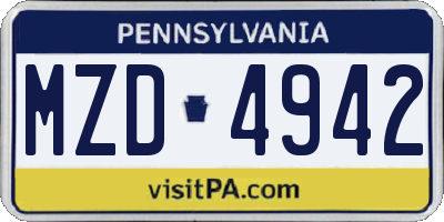 PA license plate MZD4942