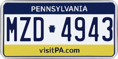 PA license plate MZD4943