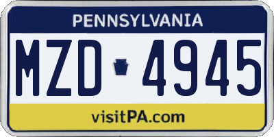 PA license plate MZD4945