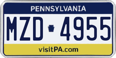 PA license plate MZD4955