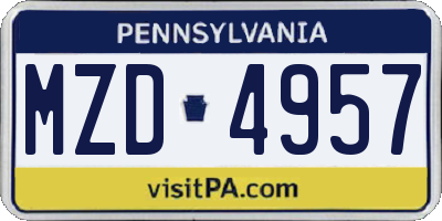 PA license plate MZD4957
