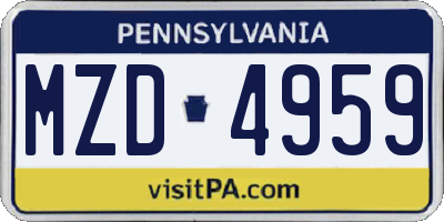PA license plate MZD4959