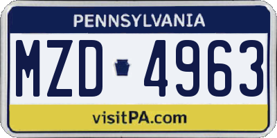 PA license plate MZD4963