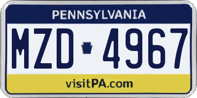 PA license plate MZD4967