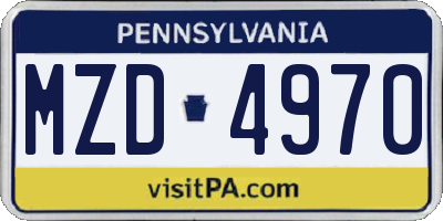 PA license plate MZD4970