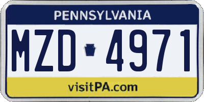 PA license plate MZD4971