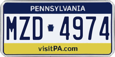 PA license plate MZD4974