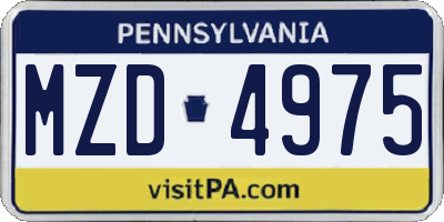 PA license plate MZD4975