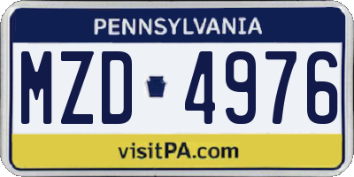 PA license plate MZD4976