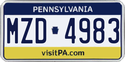 PA license plate MZD4983