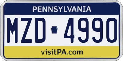 PA license plate MZD4990