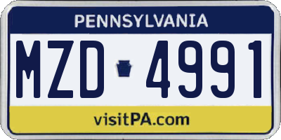 PA license plate MZD4991