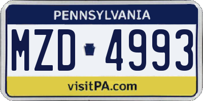 PA license plate MZD4993