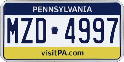 PA license plate MZD4997