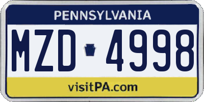 PA license plate MZD4998