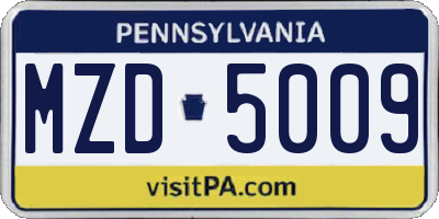 PA license plate MZD5009