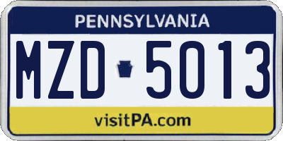 PA license plate MZD5013