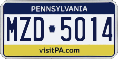 PA license plate MZD5014