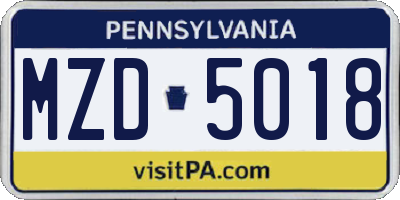 PA license plate MZD5018