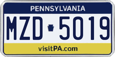 PA license plate MZD5019