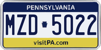 PA license plate MZD5022
