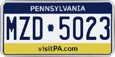 PA license plate MZD5023