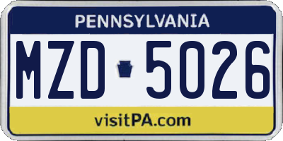 PA license plate MZD5026