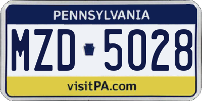 PA license plate MZD5028