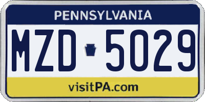 PA license plate MZD5029