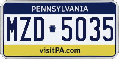 PA license plate MZD5035