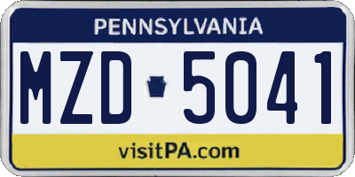 PA license plate MZD5041