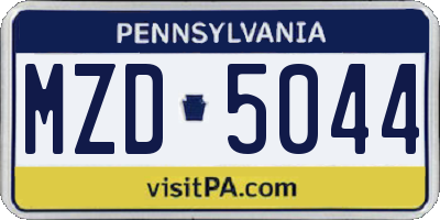 PA license plate MZD5044