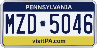 PA license plate MZD5046