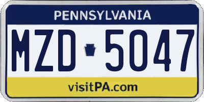 PA license plate MZD5047