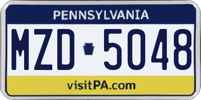 PA license plate MZD5048