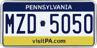PA license plate MZD5050