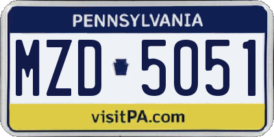 PA license plate MZD5051