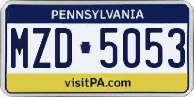 PA license plate MZD5053
