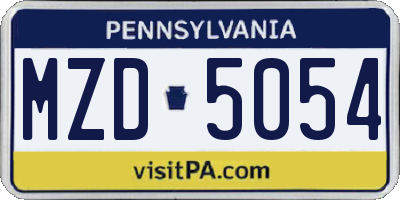 PA license plate MZD5054
