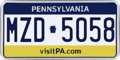 PA license plate MZD5058