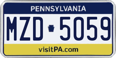 PA license plate MZD5059
