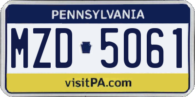 PA license plate MZD5061