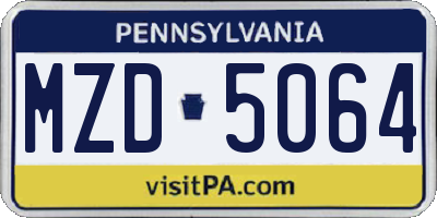 PA license plate MZD5064
